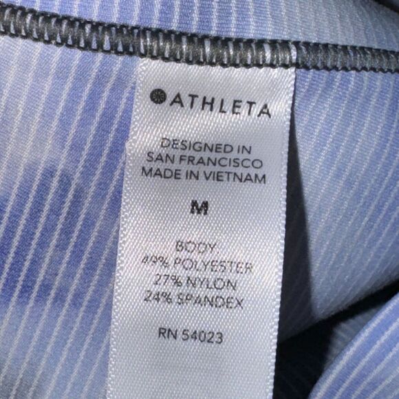 Athleta Salutation Stash Pocket II Capri Women's M Blue Black Tie Dye Striped - Picture 6 of 6